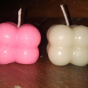 Bubbled Handmade Candles - Pink and White