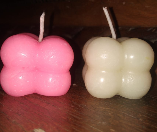 Bubbled Handmade Candles - Pink and White