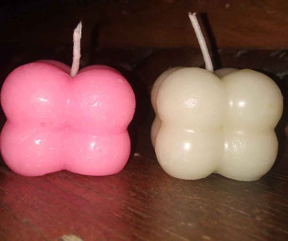 Handmade Candles – Bubbled Candles (Pink & White)